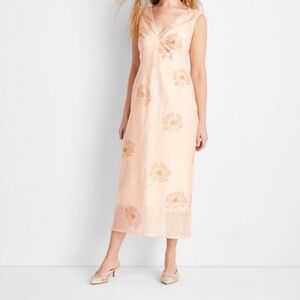Chic Floral Peach Maxi Dress Future Collective Pink Floral Dress